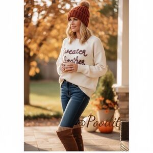 BAEVELY foil tinsel lettering sweater weather sweater S M L